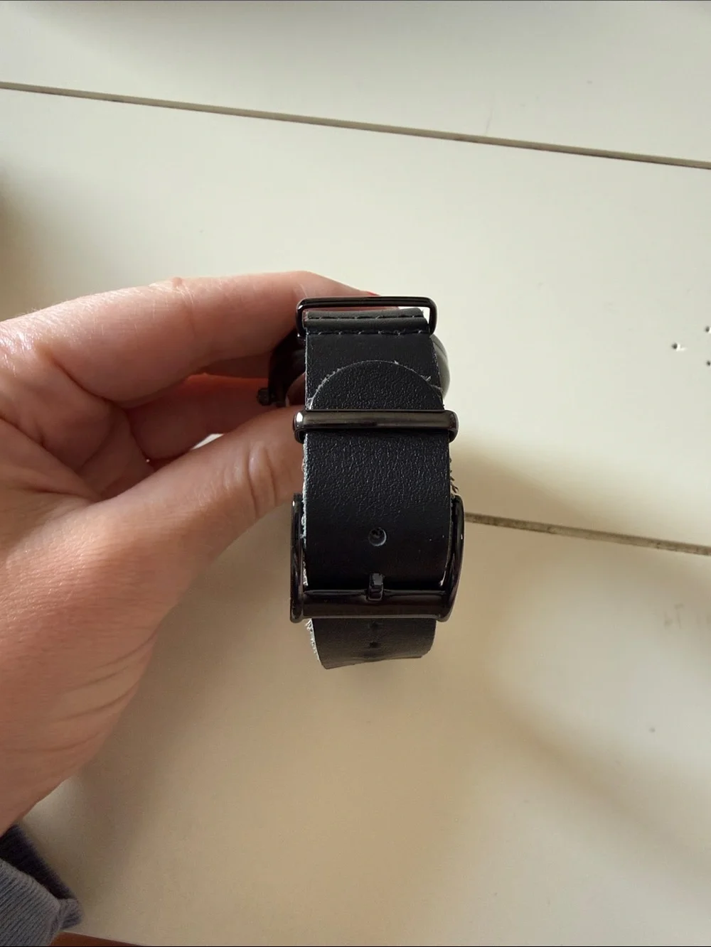 Ted Baker Black Leather Strap Watch with Silver Dial and Teal Second Hand